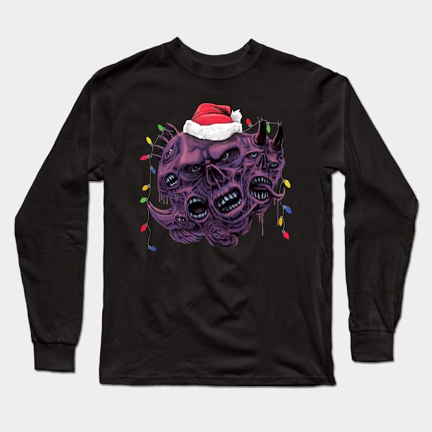 Zombie Mutant Morph Monster Christmas Edition Long Sleeve T-Shirt by Shawnsonart